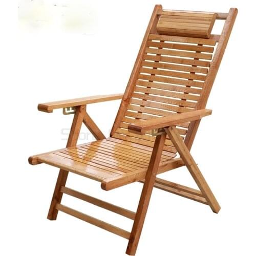 Folding chair bamboo reclining chair rocking chair lunch break cool chair old-fashioned chair balcony solid wood back chair