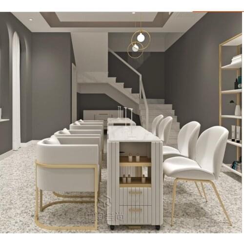 Net celebrity nail table and chair set single double double layer manicure table simple modern golden nail table