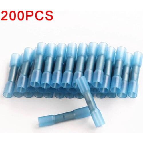 200PCS Heat Shrink Butt Connectors-Waterproof Electrical Wire Connectors-Insulated Crimp Connectors Butt Splice ушки