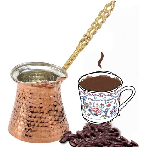 Turkish Coffee Pot Copper Hand Hammered Hot Chocolate Maker Greek Arabic Ibrik Briki. Brown Home Decor Winter Gift for Women