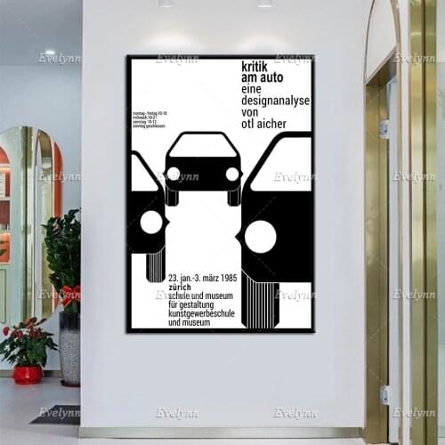 Exhibition Poster Criticising The Car 1985 By Otl Aicher Modern Home Decor Prints Wall Art Canvas Modular Pictures Unique Gift