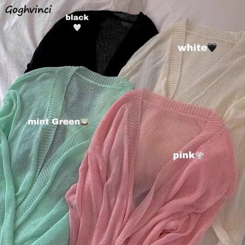 Women Cardigans Loose All-match Elegant Summer Sun-proof Hollow-out Breathable Tender Chic Knitted Sweater Cozy Streetwear Daily