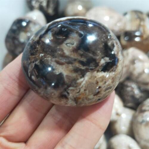 1PC Natural Grey Opal Palm Stone Crystal Meditation Healing Energy Mineral Home Decoration Collection As Gift