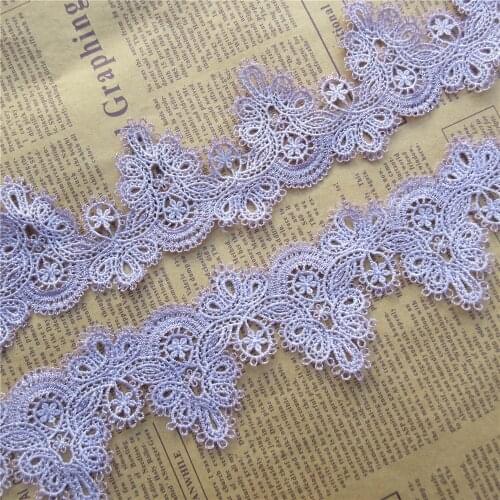 1 yard Soluble Purple Pendant Flower Embroidered Lace Trim Ribbon Fabric Handmade Sewing Craft For Costume Hat Shoes Accessories