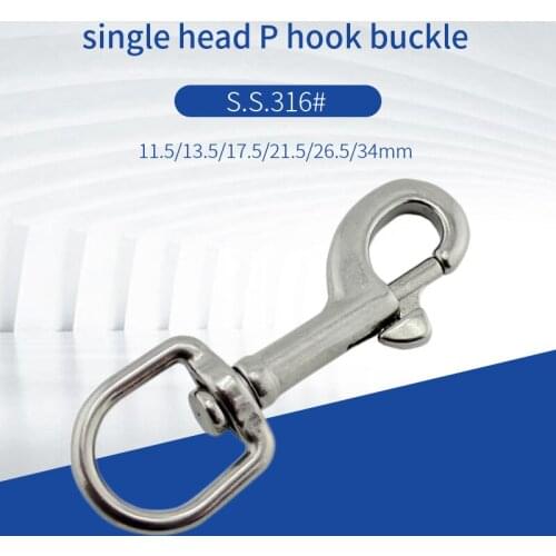 11.5mm,13.5mm,17.5mm,21.5mm,26.5mm,34mm inner width 316 stainless steel single head P hook buckle spring hook key buckle