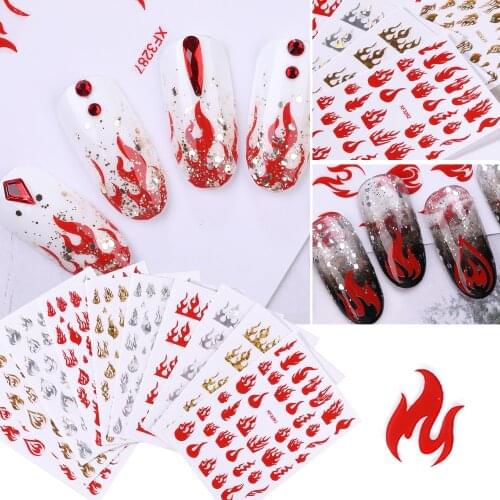 5colors /set Flame Nail Sticker Beautiful Fire Design Magic Nail Sequin Decals Nail Decoration Stickers Manicure Art Sticker