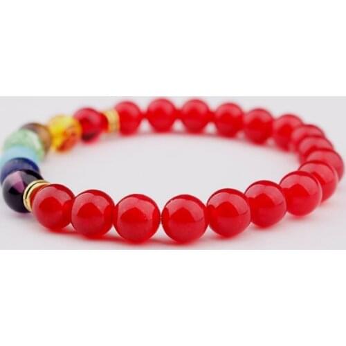 8mm red multicolor Agate Onyx Chakra Healing Reiki Buddha Yoga Bracelet elastic adjustable Volcanic Stone Bangles jg34km