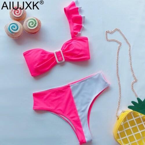 AIUJXK One Shoulder Sexy Lingerie New Arrival Women Swimwear Summer Biquini Beachwear High Waist 2 Piece Swimsuit Bra And Panty