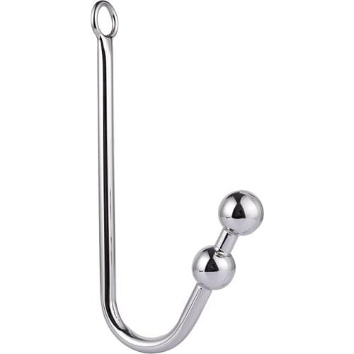 Stainless Steel Anal Hook Metal Butt Plug with 2 Balls Anal Plug Sex Products for Gay Sex Toys for Men and Women RYSM-010