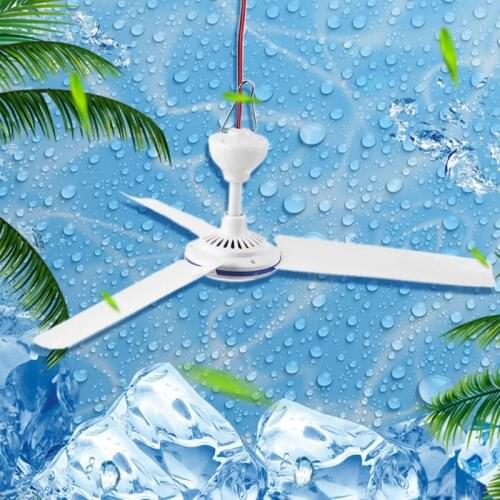 12V Mute Ceiling Fan 19.6inch Silent Camping Tent Hanging Fan without Switch 230cm Cable for Outdoor Hiking Bed Home Picnic