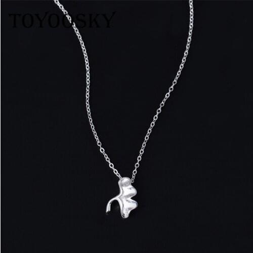Real 925 Sterling Silver Ginkgo Leaves Shape Pendant Necklace For Women Girls Fashion Lady Clavicle Chain Contracted Jewelry