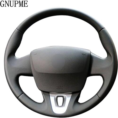 DIY Black Artificial Leather Steering Wheel Cover for Renault Kangoo (ZE) 2014-2019 Megane 2008-2016 Fluence (ZE) 2010-2016