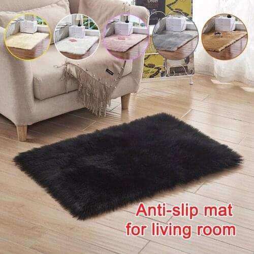 60*90cm Household plush sofa carpet Washable Fluffy Faux Fur Bed Home Pad Mat Rug Floor Anti-slip Sheepskin Living Room Blanket