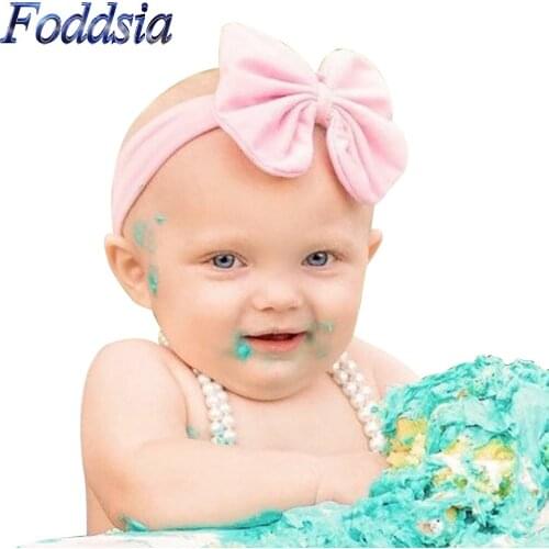 Foddsia 1PCS Girls Cotton Headband Solid Hair Bows Headbands For Kids 2017 New Arrival Newborn Kids Cotton Hair Accessories B17
