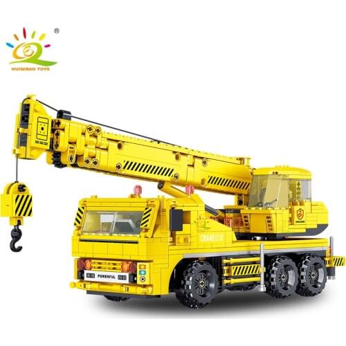 HUIQIBAO TOYS 808pcs Technical Crane Truck Building Blocks Engineering Car For Children City Construction Bricks Set Kids Gift
