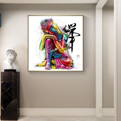 Oil Painting Zen Canvas Painting Color Art Buddha Zen Mural Posters and Prints Retro Painting Wall