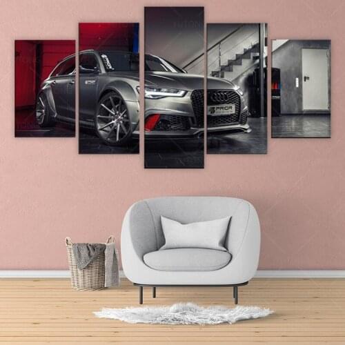 5 Pieces Pictures Audi RS6 superCar Canvas Painting Poster Abstract Print Large Wall Art Pictures for Living Room landscape