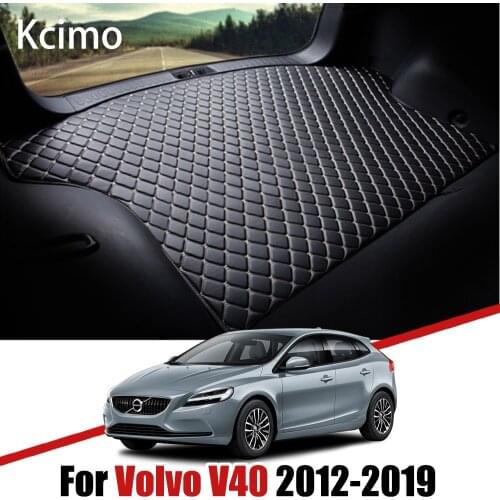 Kcimo Leather Car Trunk Mats for Volvo V40 Rear Cargo Liner Boot Tray Pad Auto Carpet Floor Mat