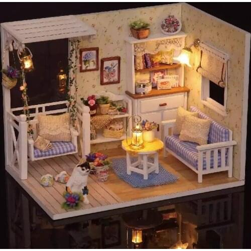 Doll House Furniture Diy Miniature 3D Wooden miniature Dollhouse Toys for Children Birthday Gifts