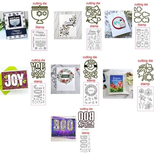 Snowman "Joy" "BOO" Metal Cutting Dies & Coordinating Stamp For Scrapbooking Craft Embossing Stencil Die Cut Card Making
