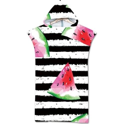 Microfiber Hooded Surf Poncho Towel Cloak for Adults Watermelon Bathrobe Swim Beach Towel Dress Swimsuit Beachwear Robe De Plage