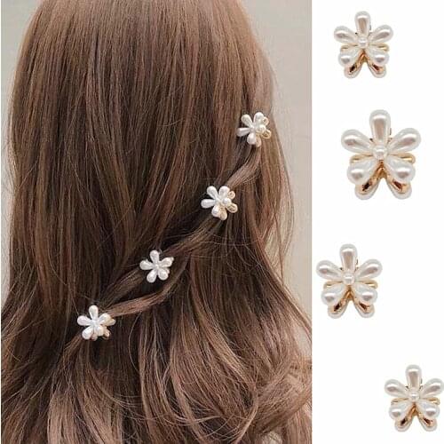 5 PCS Pearl Mini Hair Claw Gold Crabs For Hair Women Fresh Hairpin Small Daisy Flower Hair Clip Fringe Hairgrips Headwear Newest