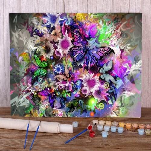 Animal Butterfly Flower Coloring By Numbers Painting Package Acrylic Paints 40*50 Boards By Numbers Home Wholesale