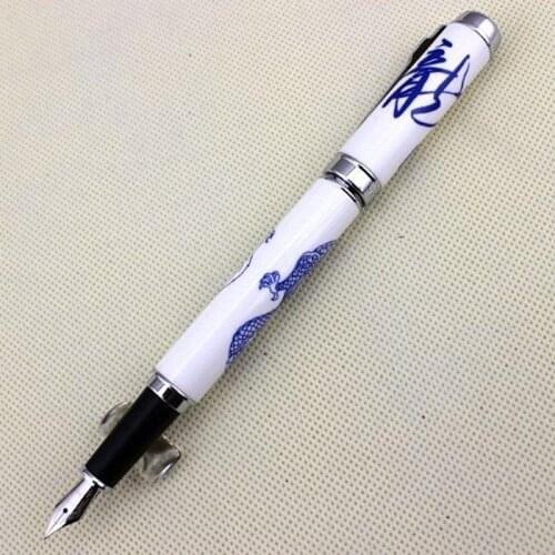 Luxury Fountain Pen Jinhao 950 Blue White Porcelain Dragon Medium Nib 18kgp Fountain Pen Ink Cartridge School Office Stationery