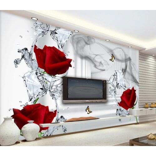 Custom wallpaper for walls 3 d Fashion advanced mural 3D rose water pattern TV background wall papel de parede wall paper
