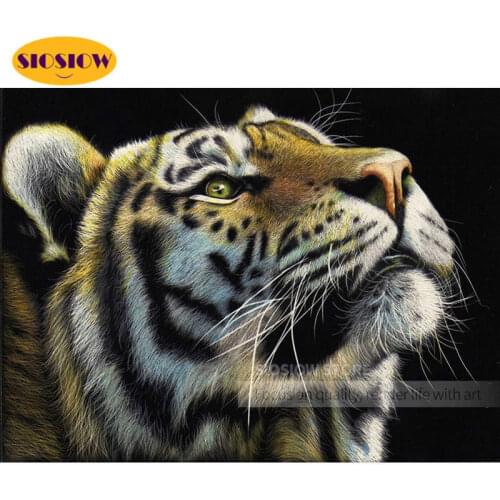 SIOSIOW New Arrivals 5d DIY Diamond Art Bead Embroidery Tiger Head Diamond Painting Animals Cross Stitch Kit Handwork Home Decor