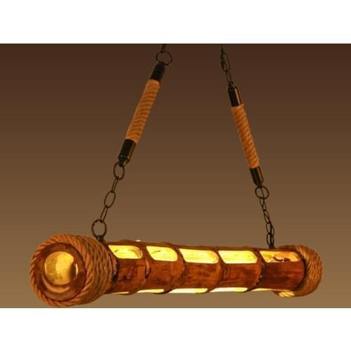 Loft Bamboo Led Chandelier Cafe Lamp Retro Industrial Led Warm White Led Tube Light Pendant Lamp Strip Light