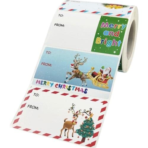 Fine Printing Eco-Friendly Strong Stickiness Xmas Labels for Envelope
