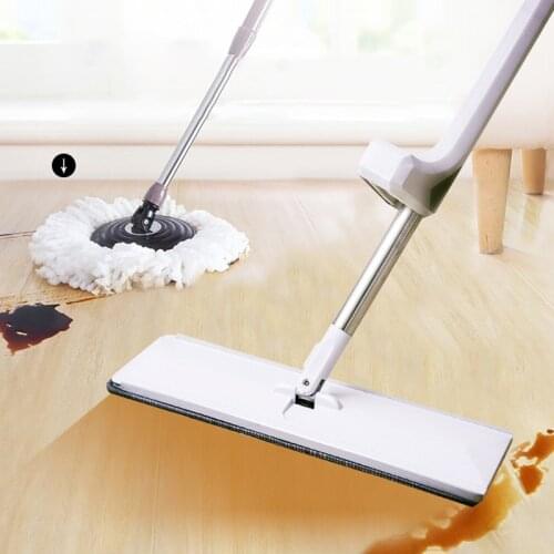 YOREDE Floor Washing Flat Mops For Home And Kitchen Stainless Steel Handle Spin Mop Bathroom Accessories Sets For House Cleaning