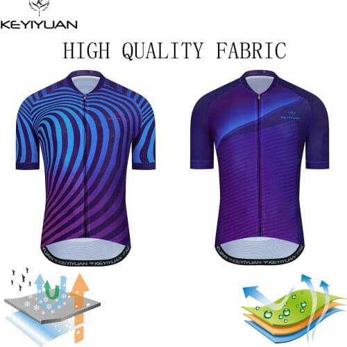 KEYIYUAN Latest Funny Cycling Jerseys Men Summer Short Sleeve Bicycle Shirts MTB Cycle Clothing Mallot Ciclismo Hombre Verano