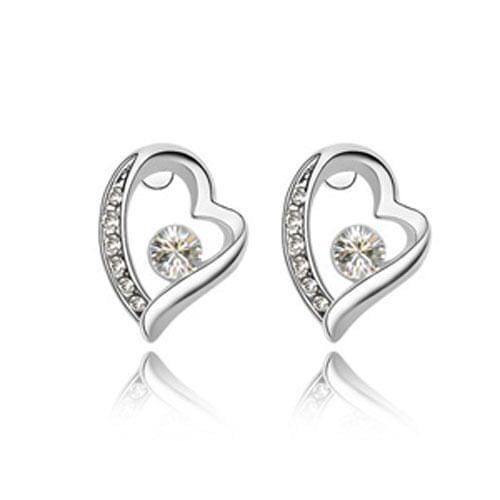 QiLeSen Fine jewelry 925 sterling silver suitable for ladies wedding earrings, Crooked heart White earrings YW112