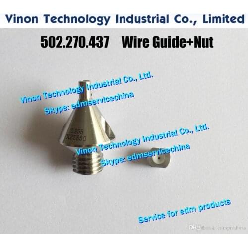 1set) d=0.305mm AGIE CF20 edm Wire Guide+Nut Set 502.411.031 Upper & Lower 502411031 for CF20, Actspark Xenon, AgieCharmilles