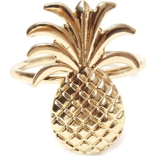 12Pcs Pineapple Napkin Ring Metal Plating Napkin Ring Ring Stand Wedding Holiday Party Table Decoration