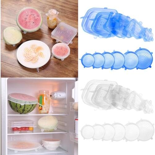 12pcs Silicone Stretch Lids Reusable Stretchable Food Storage Container Covers Lids for Dishes Bowls Cups
