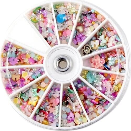 1200pcs Wheel Mixed 3D DIY Nails Glitter Shining Rhinestones Art Tips Decoration