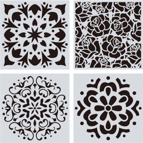 16pcs/set Mandala Stencils DIY Drawing Template Wall Painting for Wood Tile Rock Y51A
