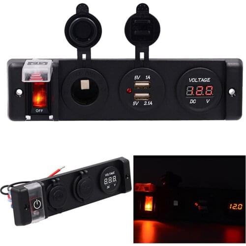 2018 12V Car Charger Motorcycle Dual USB Adapter Plug Cigarette Lighter Socket With LED Digital Voltmeter Meter Monitor