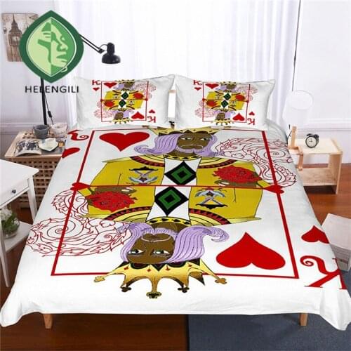 HELENGILI 3D Bedding Set Color Poker Print Duvet cover set bedclothes with pillowcase bed set home Textiles #PK-07