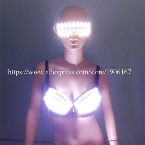 5 Sets Luminous Led Sexy Bra Led Flashing Glasses Party DS Dress Singer Dancing Wear Fancy Costume For DJ Club Stage Christmas