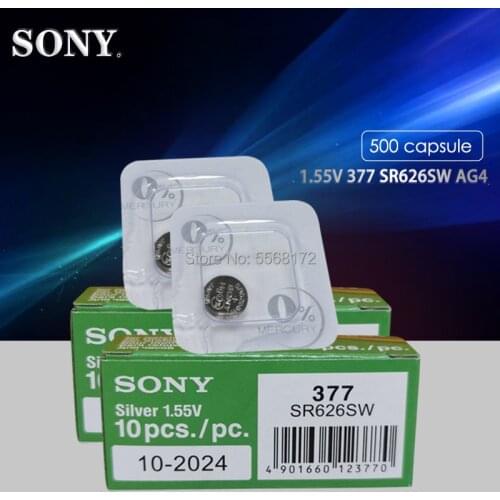 500PCS For SONY AG4 LR626 377 Button Batteries SR626 177 Cell Coin Silver Oxide Single grain packing
