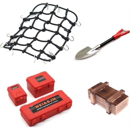 6PCS/Set Simulated Decoration Suitcase Luggage Net Shovel for TRX4 Defender SCX10 90046 90047 MST Jimny VS4 RC Car Accessories