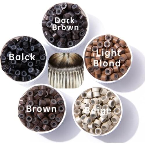 Silicone Lined Micro Link Ring Hair Extensions Beads Salon Microring Hair Extenison Accessories Tool 100/500/1000 PCS