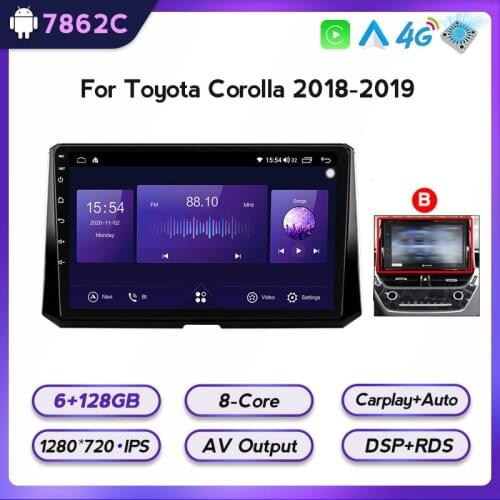 IPS 1280*720 DSP Android for Toyota Corolla 2018-2019 Car Radio Multimedia Video Player GPS Navigation 2 Din DVD Carplay