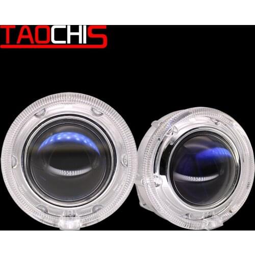 TAOCHIS YT104 3.0 inches bi xenon projector lens shroud LED DRL car headlights angel eyes white red blue yellow color