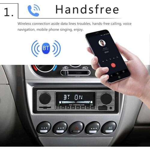 Bluetooth Vintage Car Radio MP3 Player Stereo USB AUX Classic Car Stereo Audio