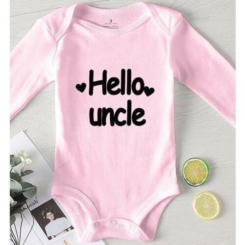 New Born Baby Items Winter Jumpsuit Toddler Girls Bodysuit for Babies Toddler Girls Costume Kids Clothing Print Hello Uncle